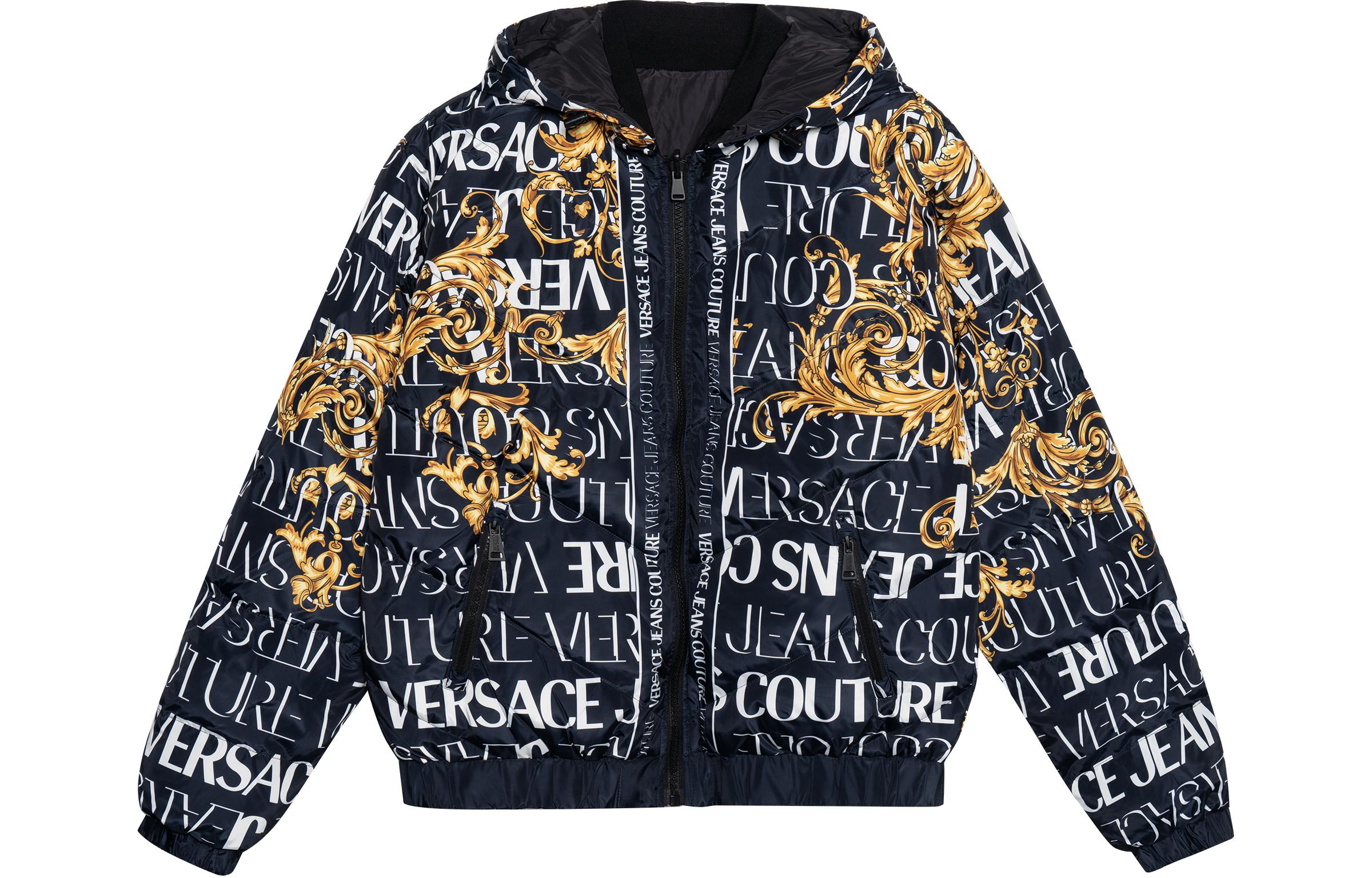 Versace FW22 Baroque Reversible Hooded Down Jacket Black Men E73GAU416-ECQS39-EG89