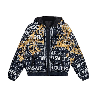 Versace FW22 Baroque Reversible Hooded Down Jacket Black Men E73GAU416-ECQS39-EG89