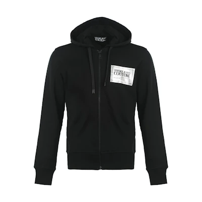 Versace FW22 Black Logo Patch Zip Hoodie 73GAIG0-2CF00-GS89