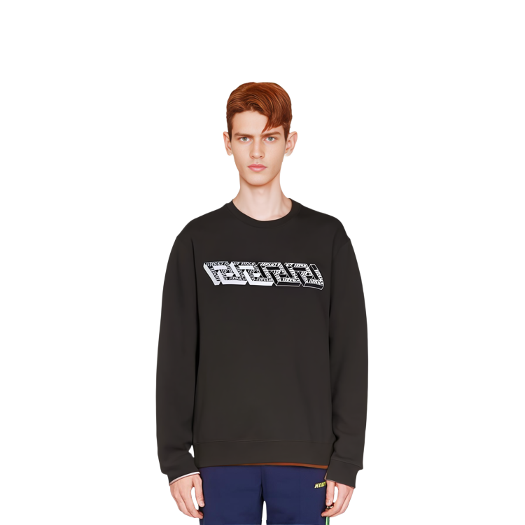 Shop Versace FW22 黑色Logo印花套頭衫 1006478-1A04488-1B000