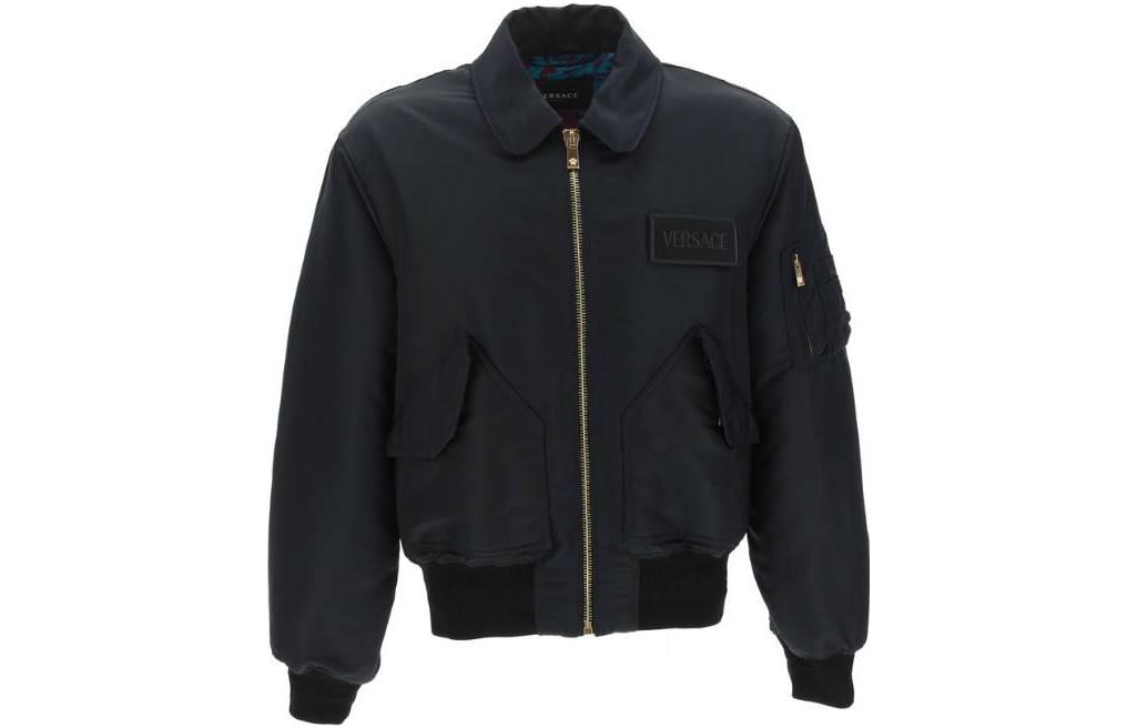 Versace FW22 Black Slim Fit Zip-Up Jacket Long Sleeve Outerwear 1006698-1A04656-1B000