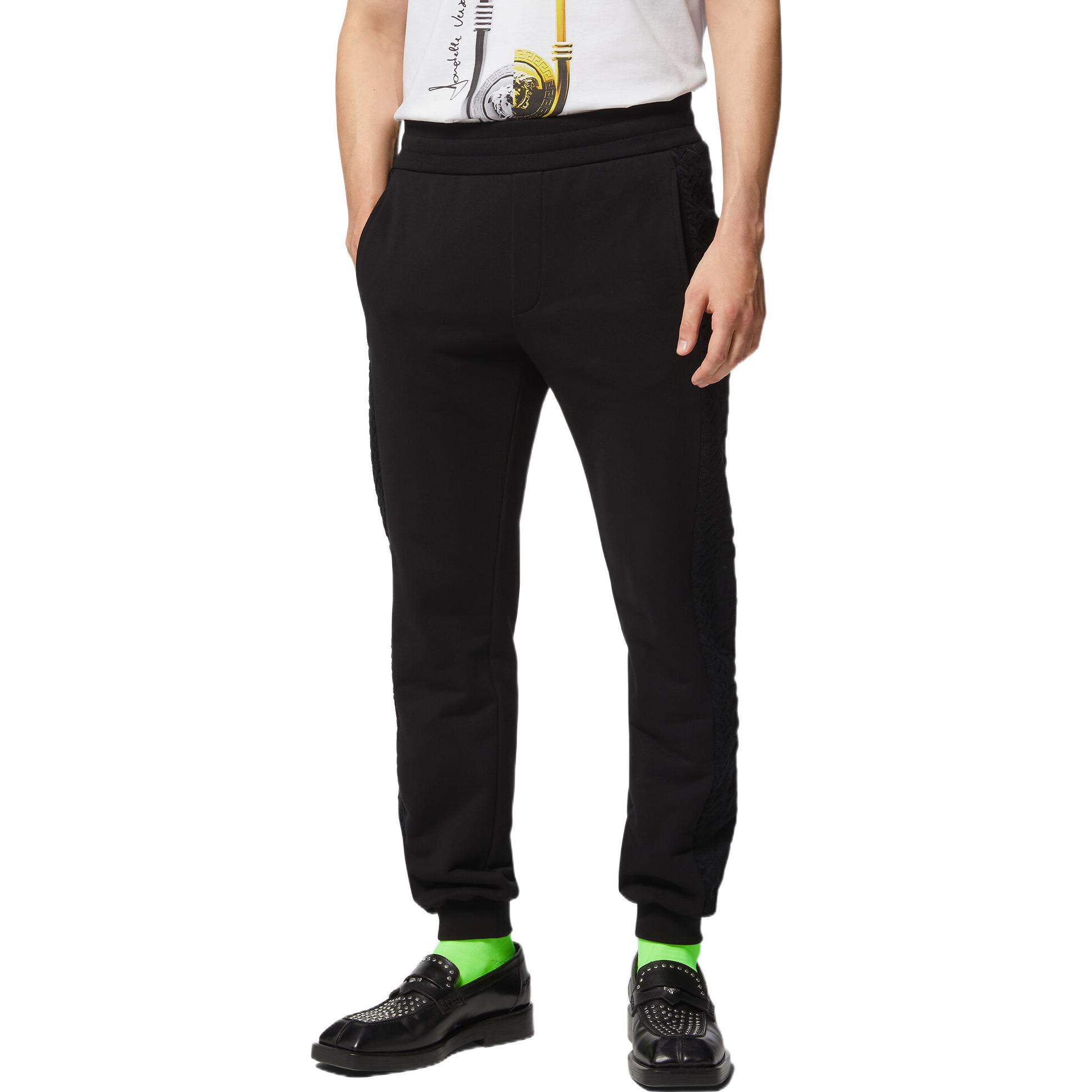 VERSACE FW22 Black Solid Color Knit Jogger Sweatpants 1008622-1A06082-1B000 圖 4