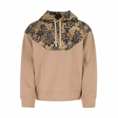Versace FW22 Floral Print Logo Patch Colorblock Hoodie Brown/Red Men’s 73GAI318-FS043-710