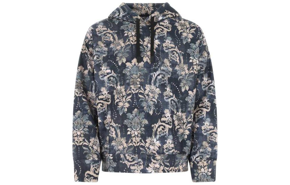 Versace FW22 Floral Print Pullover Hoodie Blue - 73GAI3C0-FS044-259