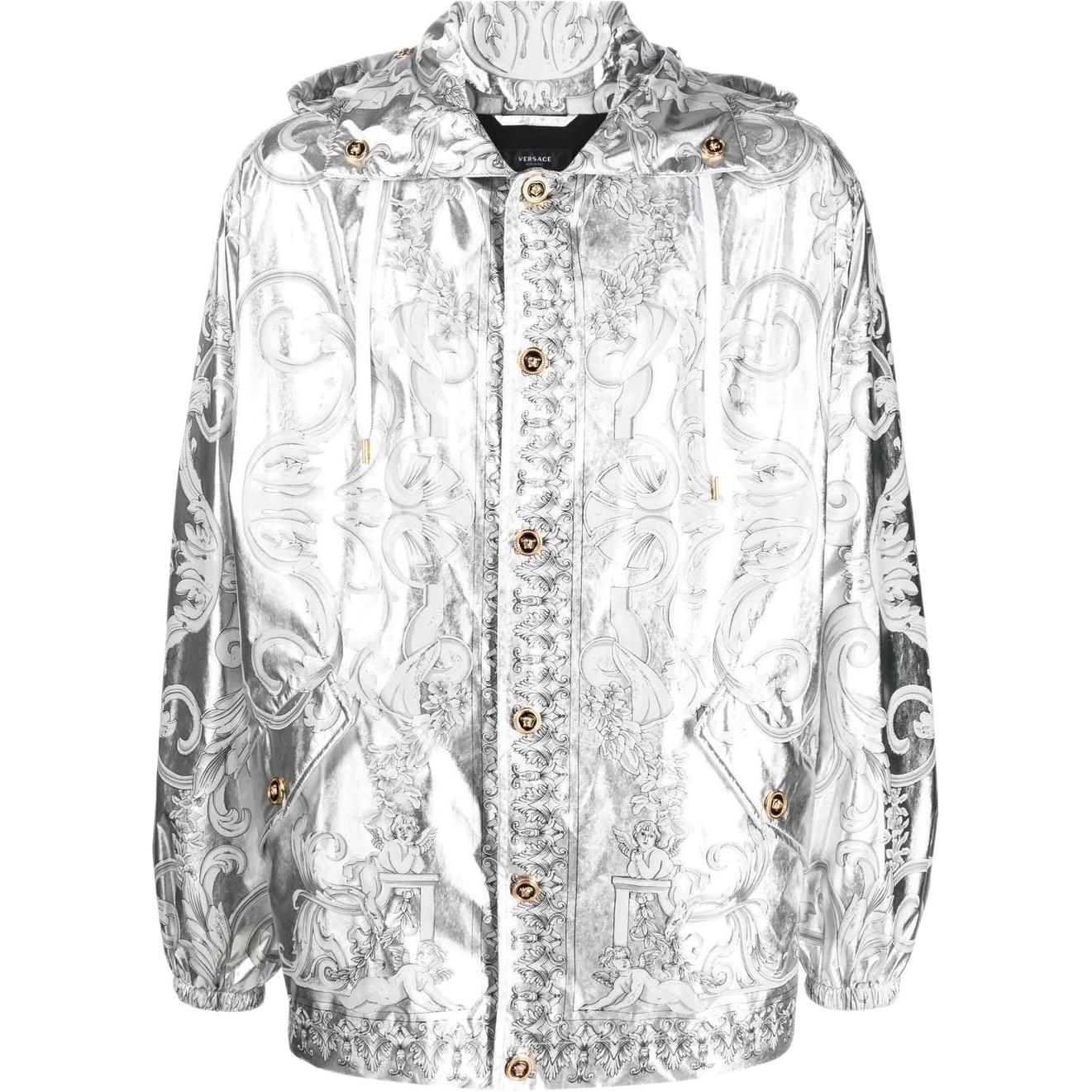 Versace FW22 Glossy Single-Breasted Hooded Jacket for Men 1006018-1A04457-5E110