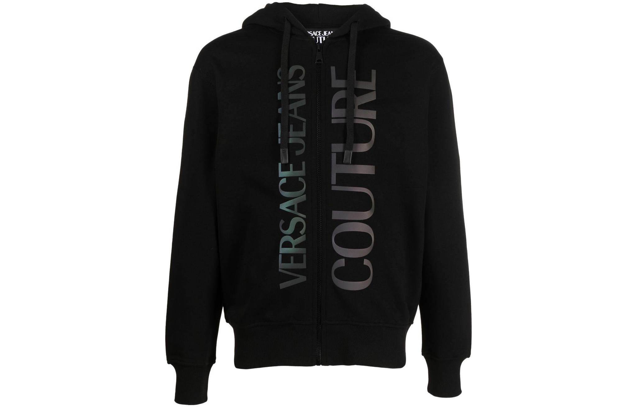 Versace FW22 Gradient Logo Zip Hoodie Black Long Sleeve 73GAIT24-CF00T-899