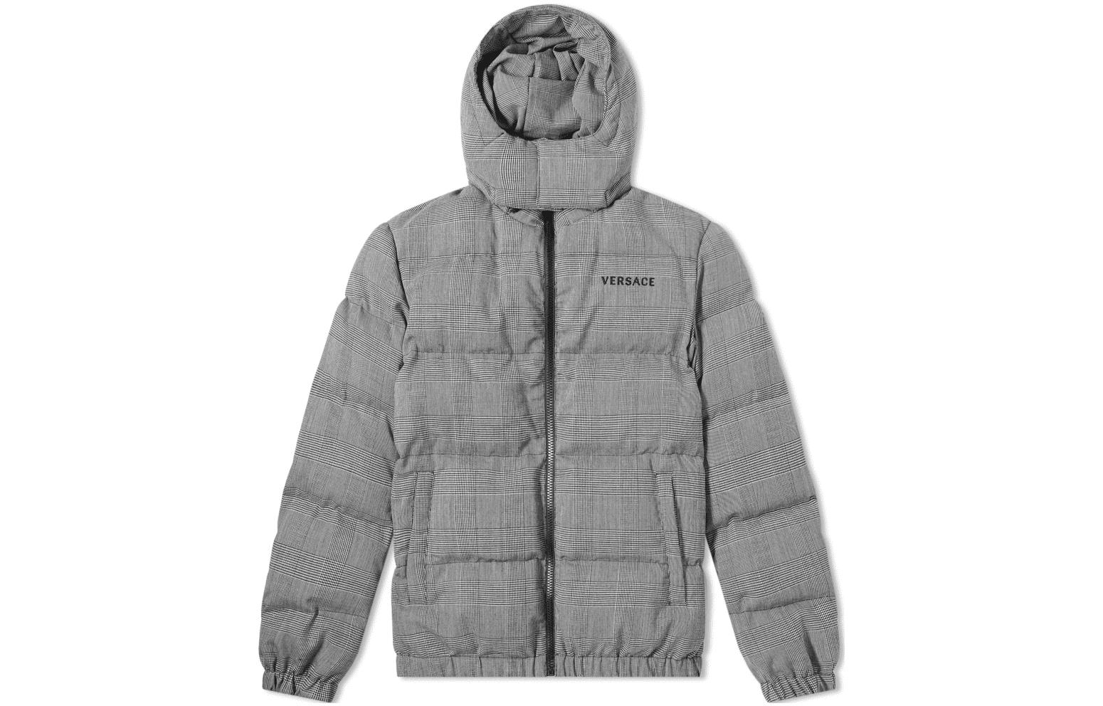 Versace FW22 Gray Letter Logo Print Hooded Jacket for Men A83111-A231515-A625