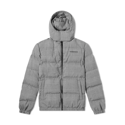 Versace FW22 Gray Letter Logo Print Hooded Jacket for Men A83111-A231515-A625