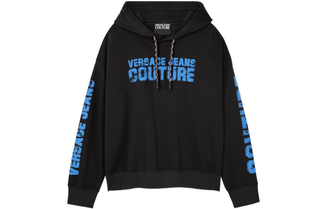 Versace FW22 Letter Logo Printed Drawstring Hoodie Black E73GAI3C8-EF0002-E899