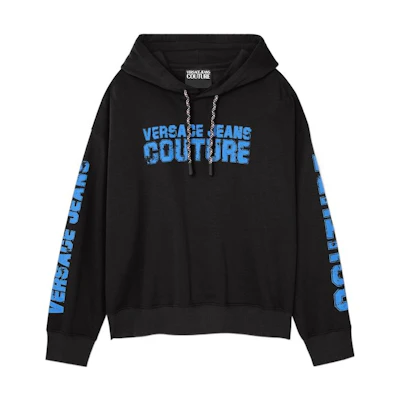 Versace FW22 Letter Logo Printed Drawstring Hoodie Black E73GAI3C8-EF0002-E899