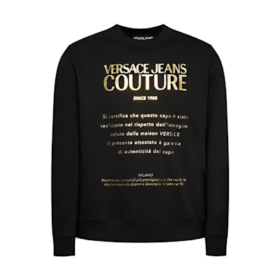 Versace FW22 Letter Print Crewneck Long Sleeve Sweatshirt Black E73GAIT26-ECF00T-EG89