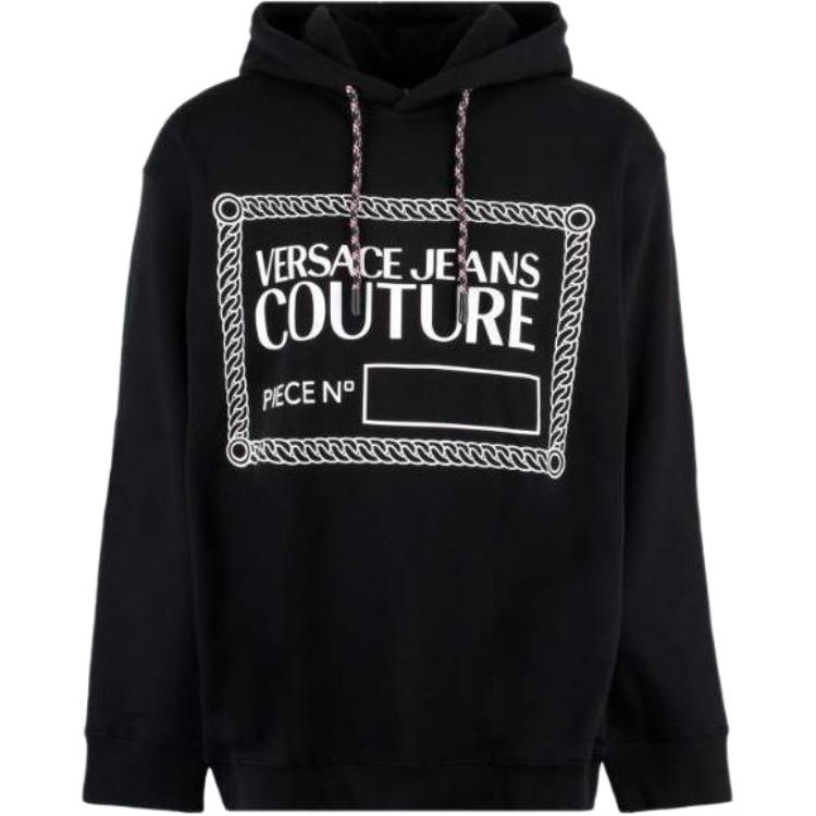 Versace FW22 Letter Print Drawstring Hoodie Men’s Black 73GAIT23-CF00O-899