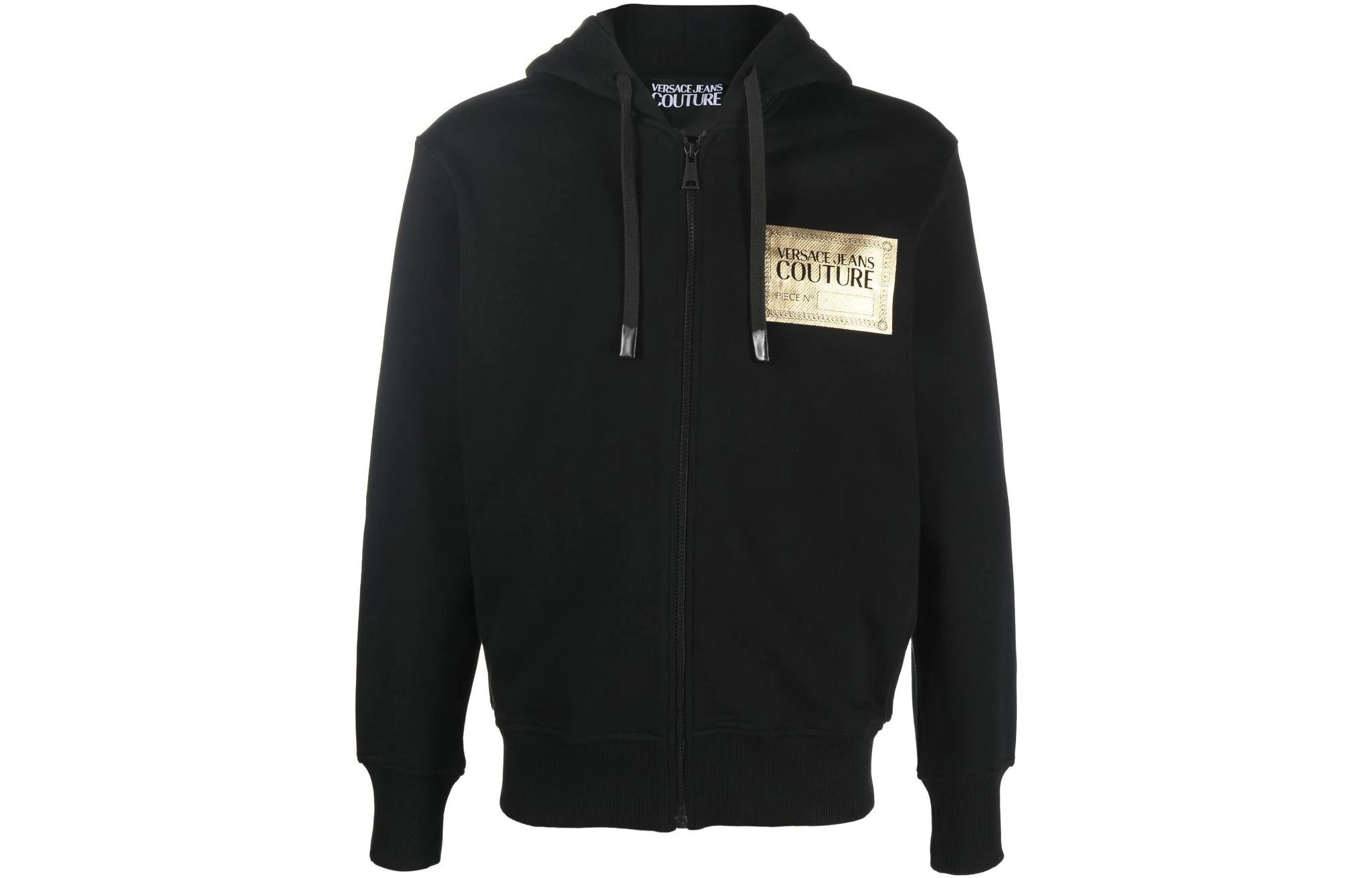 Versace FW22 Logo Full-Zip Hoodie Jacket Black 73GAIG02CF00G-G89