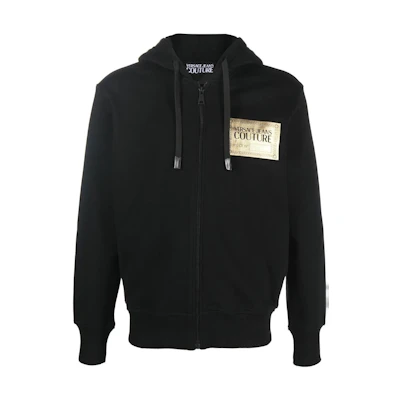 Versace FW22 Logo Full-Zip Hoodie Jacket Black 73GAIG02CF00G-G89
