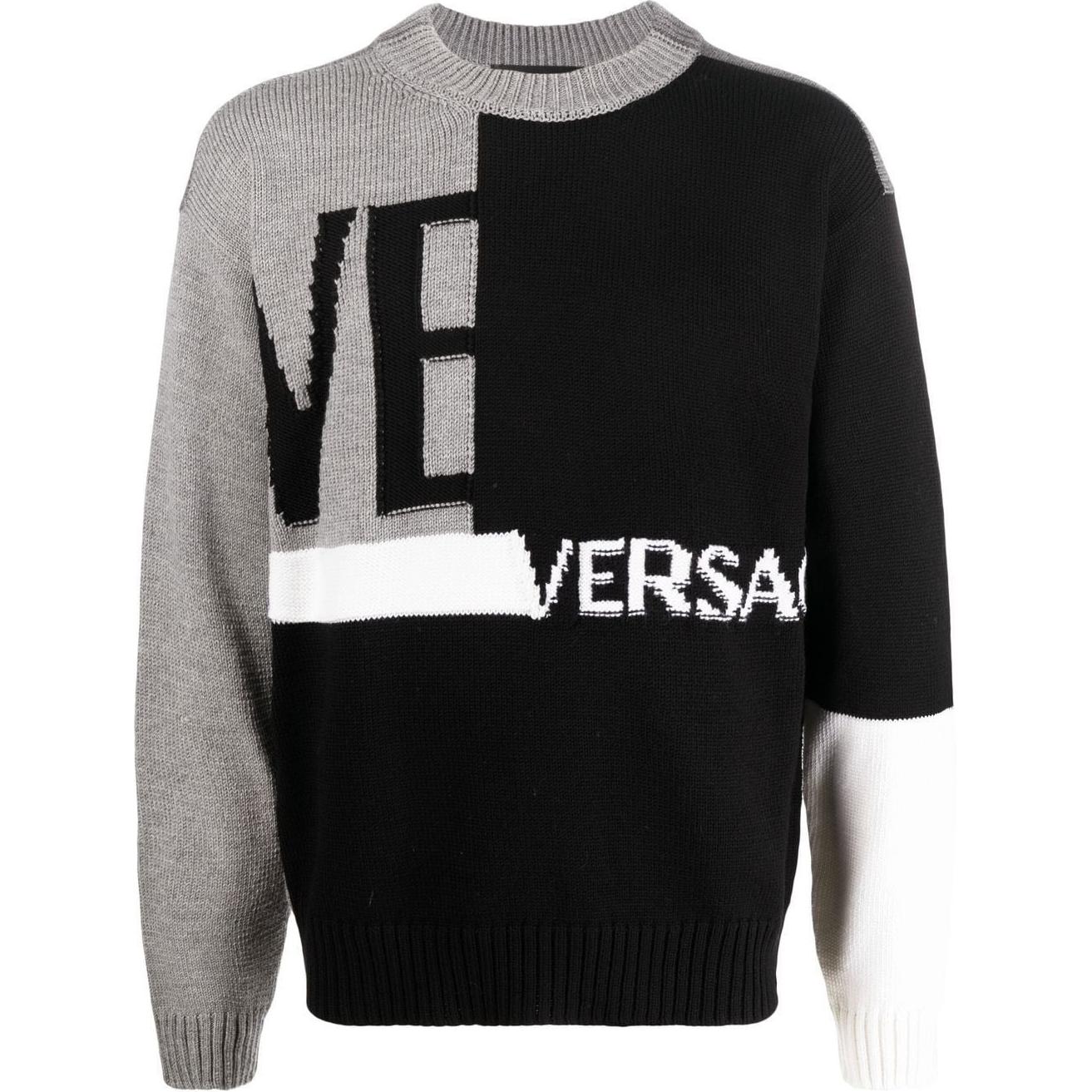VERSACE FW22 Logo Intarsia Crewneck Wool Sweater Black 1005715-1A04088-2B070 圖 2