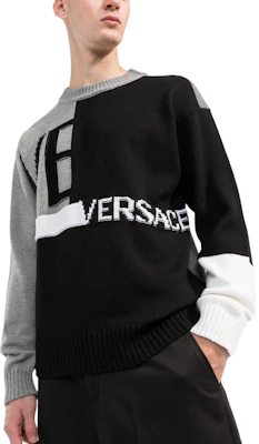 VERSACE FW22 Logo Intarsia Crewneck Sweater Wol Hitam 1005715-1A04088-2B070 Purchase VERSACE FW22 Logo Intarsia Crewneck Sweater Wol Hitam 1005715-1A04088-2B070