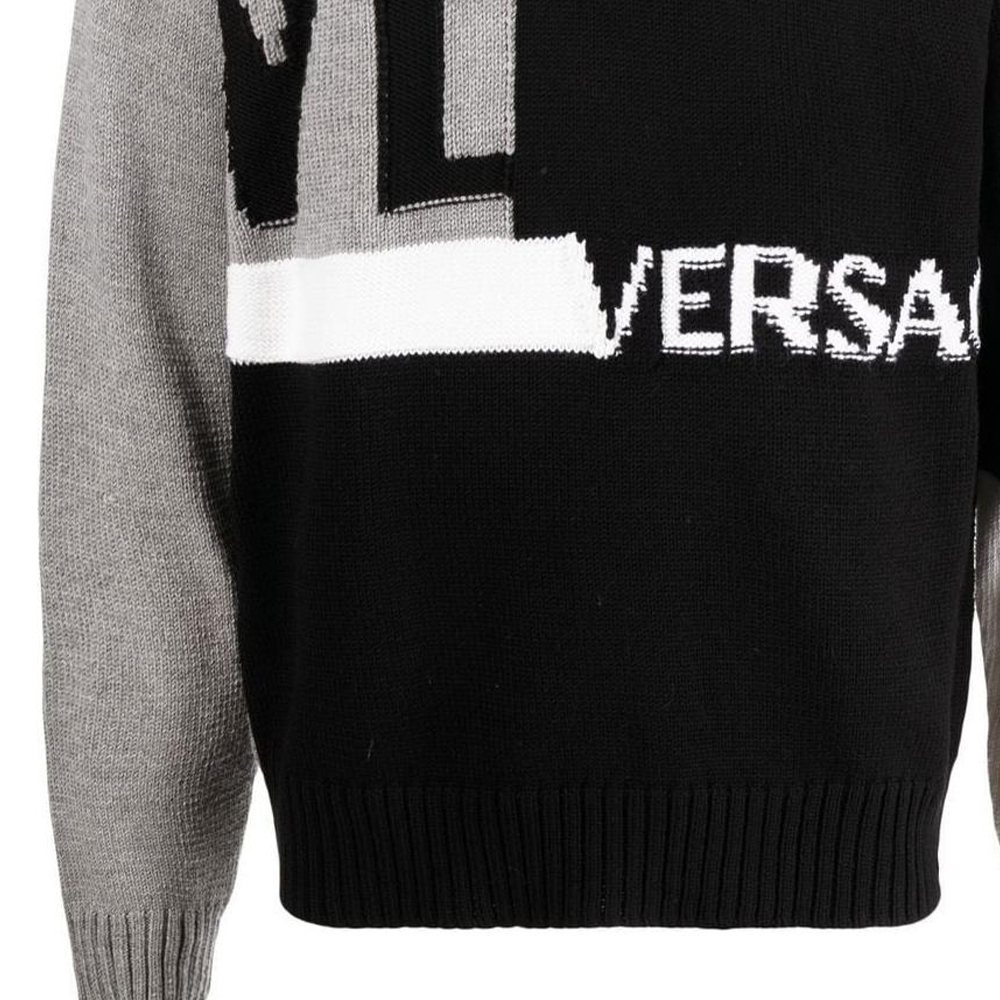 VERSACE FW22 Logo Intarsia Crewneck Wool Sweater Black 1005715-1A04088-2B070 圖 9