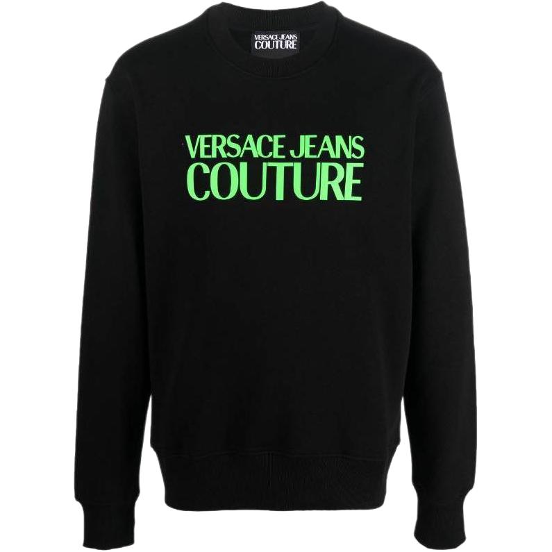 Versace FW22 Logo Letter Print Pullover Sweatshirt Black - 73GAIT03-CF00T-KG2