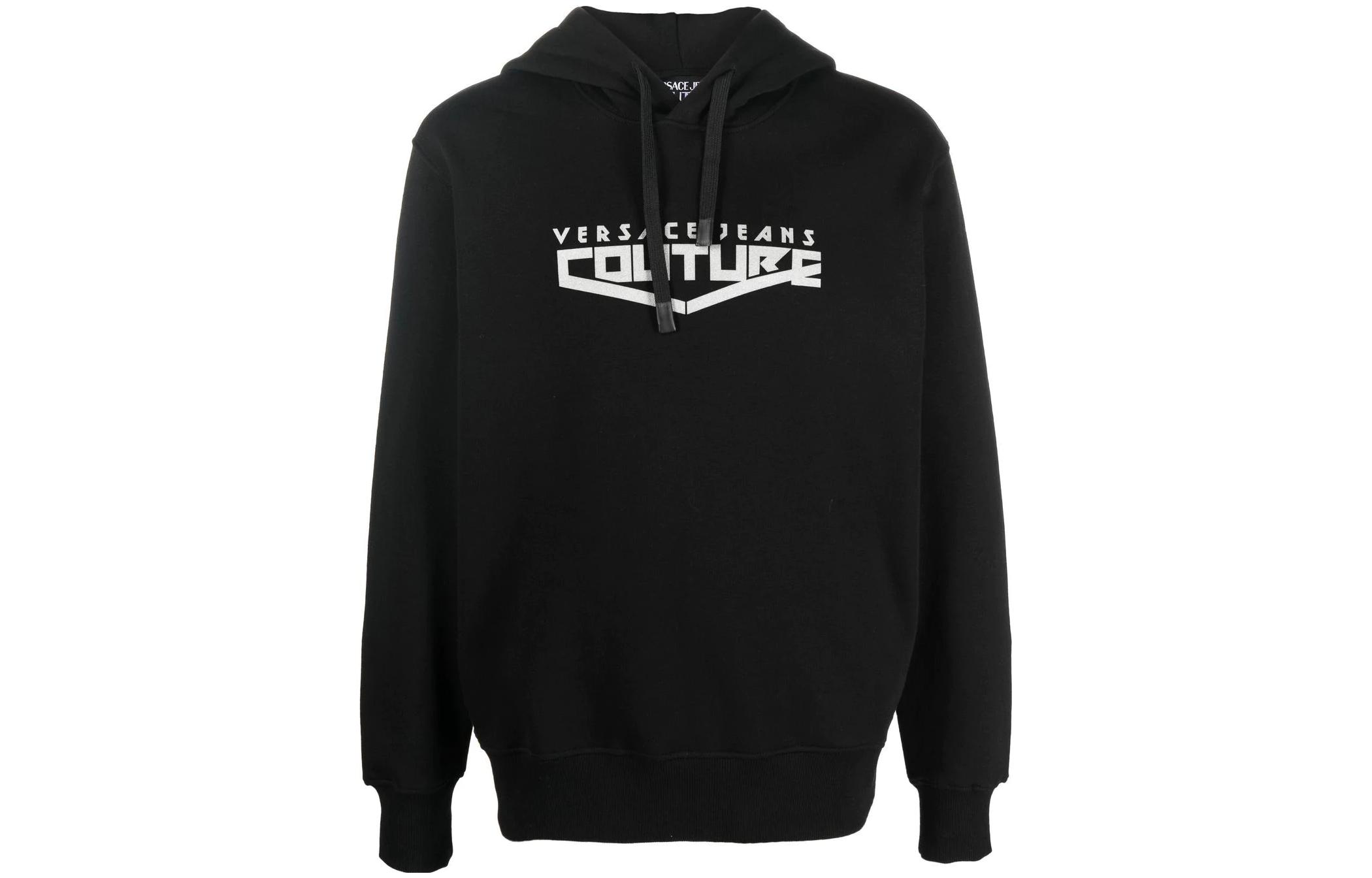 Versace FW22 Logo Print Black Hoodie Long Sleeve 73GAIT30-CF00O-C89