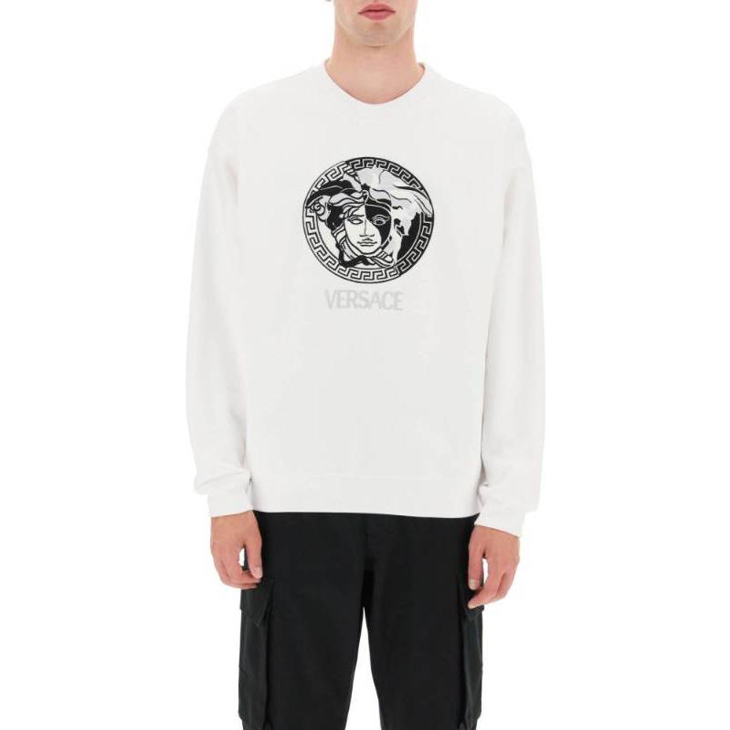 VERSACE FW22 Logo Print Crewneck Pullover Sweatshirt White - 1006985-1A04970-1W000 圖 3