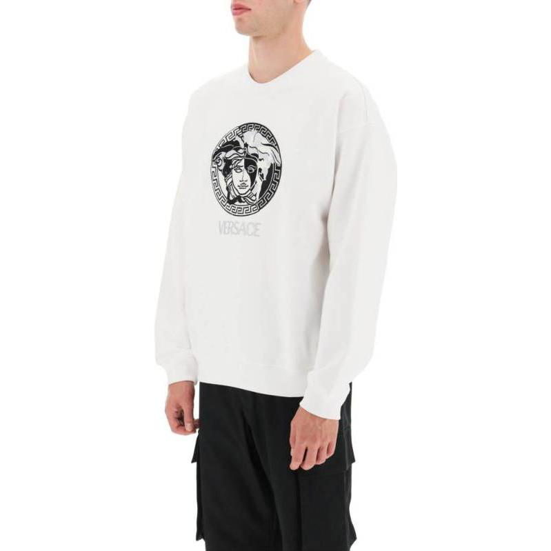 VERSACE FW22 Logo Print Crewneck Pullover Sweatshirt White - 1006985-1A04970-1W000 圖 4