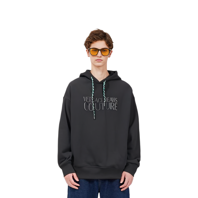 VERSACE FW22 Logo Print Drawstring Hoodie Black - 73GAIT-13CF00T-10977 圖 5