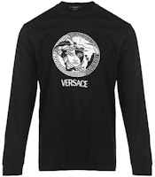 VERSACE FW22 Logo Print Long Sleeve Casual T-Shirt Black 10070321A049671B000 VERSACE FW22 Logo Print Long Sleeve Casual T-Shirt Black 10070321A049671B000