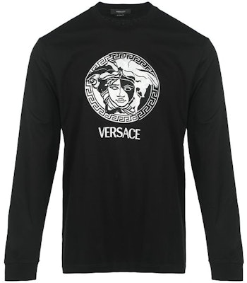 VERSACE FW22 標誌印花長袖休閒T恤 黑色 10070321A049671B000 Order VERSACE FW22 標誌印花長袖休閒T恤 黑色 10070321A049671B000