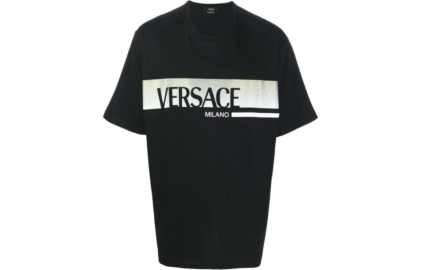 VERSACE FW22 Logo Print Loose Fit Crewneck T-Shirt Black  Casual Tee 1006438-1A04130-1B000 圖 2