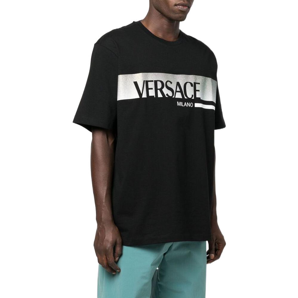 VERSACE FW22 Logo Print Loose Fit Crewneck T-Shirt Black  Casual Tee 1006438-1A04130-1B000 圖 5