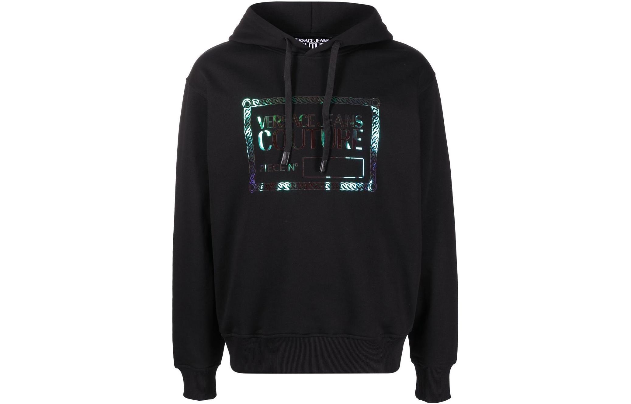 Versace FW22 Logo Print Pullover Hoodie Black 73GAIF06-CF03F-899