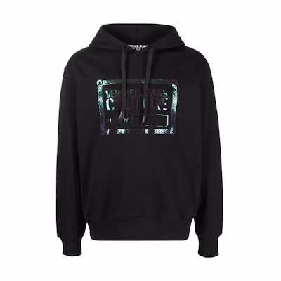 Versace FW22 Logo Print Pullover Hoodie Black 73GAIF06-CF03F-899