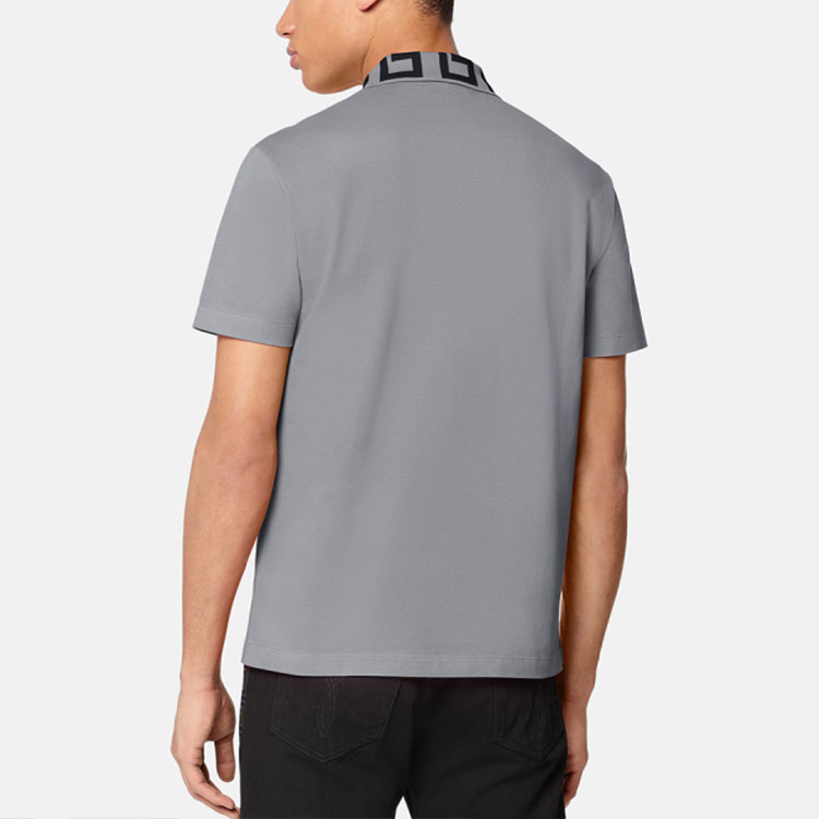 Shop 范思哲 FW22 男士灰色Logo印花修身短袖POLO衫 A89492-1A04867-2E100