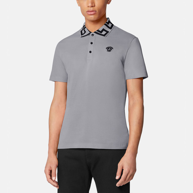 Purchase 范思哲 FW22 男士灰色Logo印花修身短袖POLO衫 A89492-1A04867-2E100