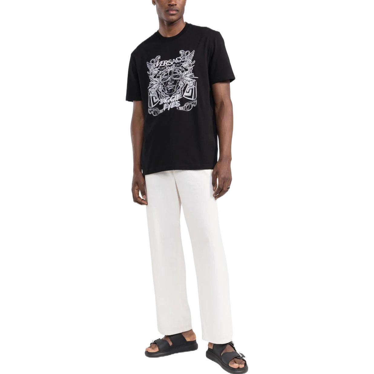 VERSACE FW22 Medusa Print Black Crewneck Short Sleeve T-Shirt for Men. 1006431-1A04393-1B000 圖 5