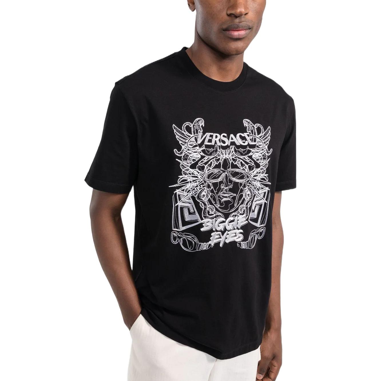 VERSACE FW22 Medusa Print Black Crewneck Short Sleeve T-Shirt for Men. 1006431-1A04393-1B000 圖 6