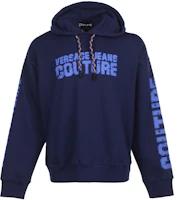Versace FW22 Navy Letter Pattern Print Pullover Hoodie 73GAI3C8F0002259 Versace FW22 Navy Letter Pattern Print Pullover Hoodie 73GAI3C8F0002259