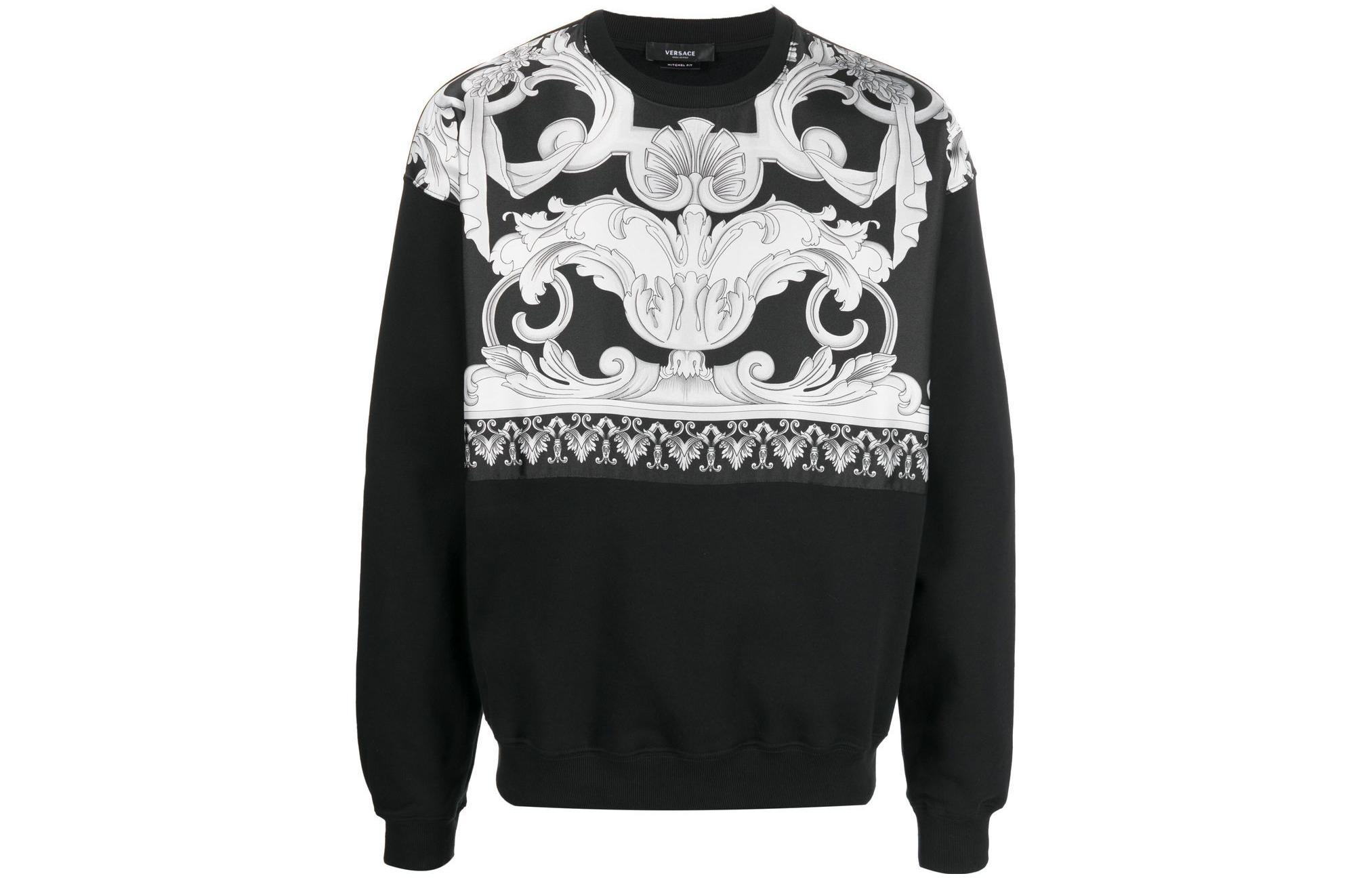 Order 베르사체 FW22 패턴 크루넥 풀오버 스웨트셔츠 블랙 1006475-1A04480-5B040