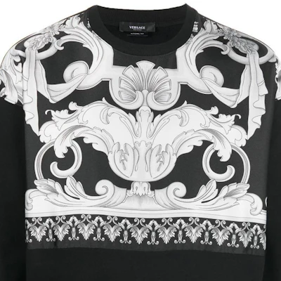 베르사체 FW22 패턴 크루넥 풀오버 스웨트셔츠 블랙 1006475-1A04480-5B040 Details for 베르사체 FW22 패턴 크루넥 풀오버 스웨트셔츠 블랙 1006475-1A04480-5B040