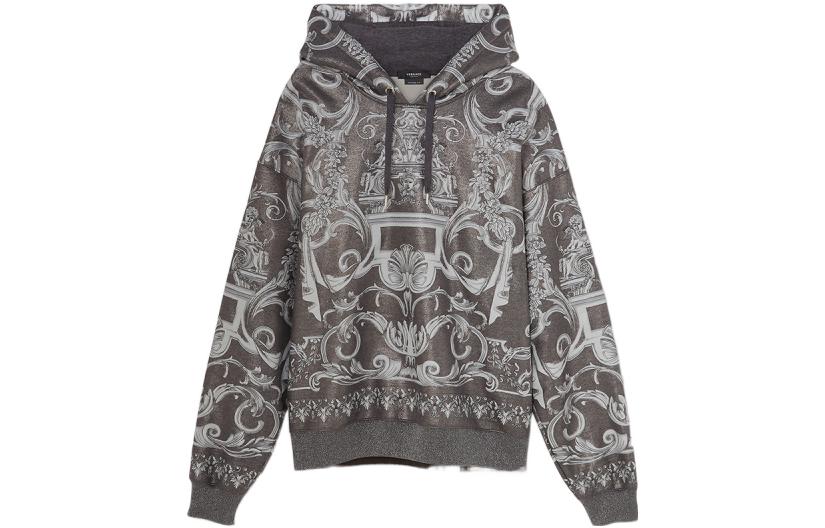 VERSACE FW22 Pattern Printed Pullover Hoodie Men’s Grey. 1006484-1A04616