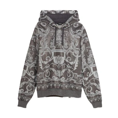 VERSACE FW22 Pattern Printed Pullover Hoodie Men’s Grey. 1006484-1A04616