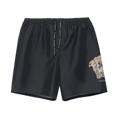 VERSACE FW22 Patterned Drawstring Casual Shorts Black Mens. 1001598-1A02835-5B000