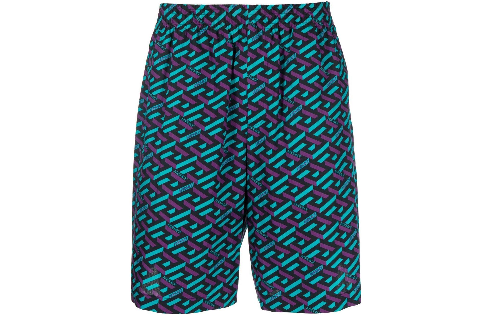 VERSACE FW22 Patterned Print Straight Shorts  Blue. 1002476-1A04992-5G320