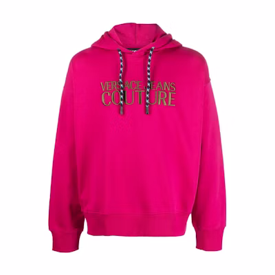 Versace FW22 Pink Letter Logo Embroidered Long-Sleeve Sweatshirt 73GAIT13CF00T538