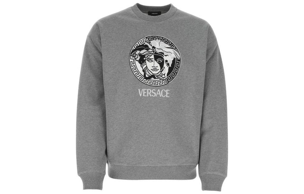 VERSACE FW22 Portrait Logo Print Crewneck Pullover Sweatshirt Grey - . 1006985-1A04970-1E100 圖 2