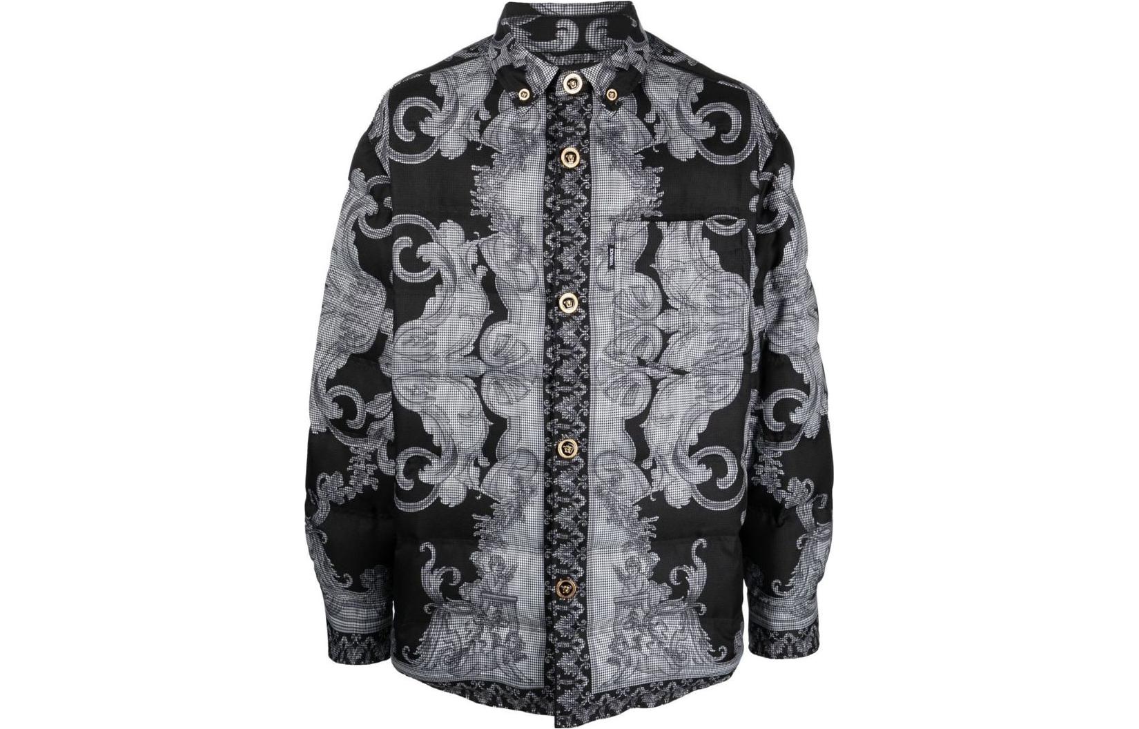 Versace FW22 Printed Single-Breasted Collared Jacket Men’s Black 10060351A044736W600