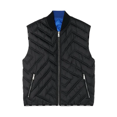 VERSACE FW22 Quilted Sleeveless Vest Black 1007460-1A05282-1B000