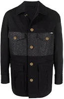 Versace FW22 Single-Breasted Patchwork Jacket Men’s Black 10036231-A02856-2B510 Versace FW22 Single-Breasted Patchwork Jacket Men’s Black 10036231-A02856-2B510