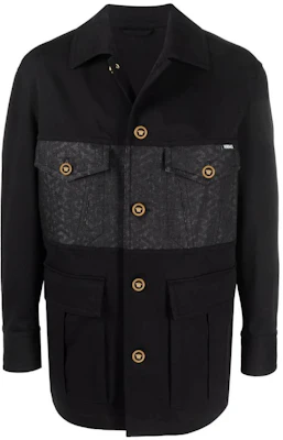 Versace FW22 Jaket Hitam Pria Single-Breasted Patchwork 10036231-A02856-2B510 Buy Versace FW22 Jaket Hitam Pria Single-Breasted Patchwork 10036231-A02856-2B510