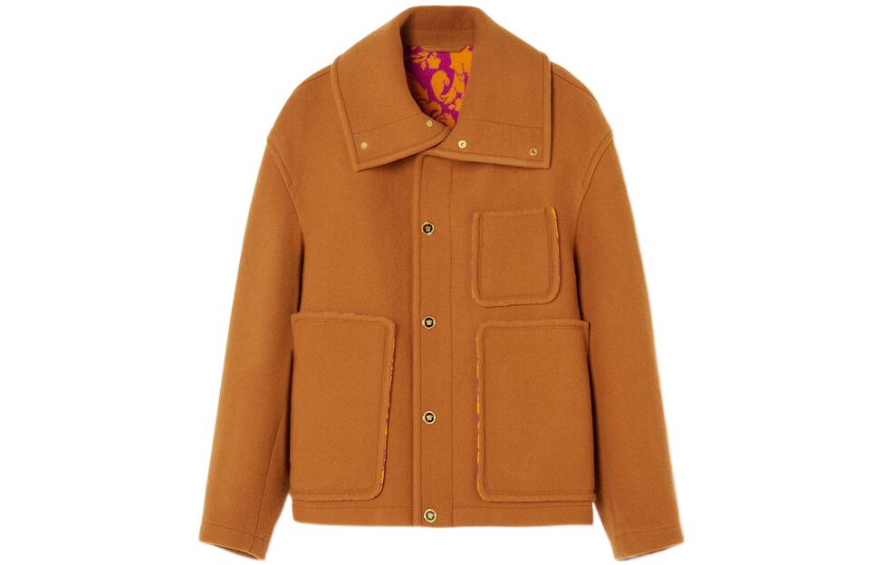 Versace FW22 Solid Brown Single-Breasted Pocket Jacket 1006965-1A04937-1N060